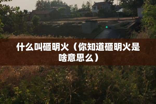 什么叫砸明火（你知道砸明火是啥意思么）