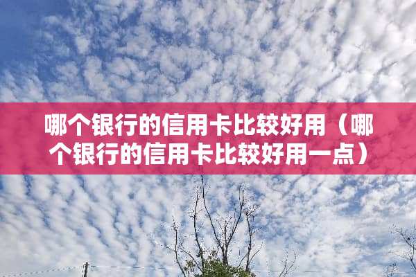 哪个银行的***比较好用（哪个银行的***比较好用一点）