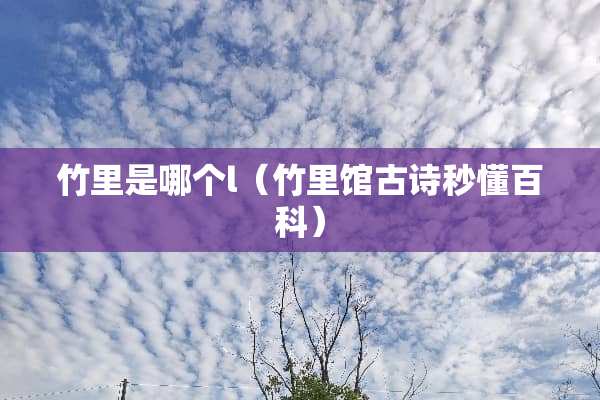 竹里是哪个l（竹里馆古诗秒懂百科）