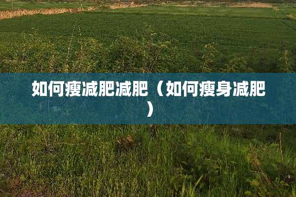 如何瘦减肥减肥（如何瘦身减肥）