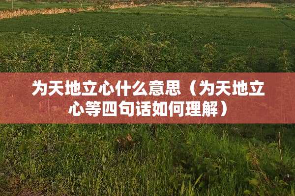 为天地立心什么意思（为天地立心等四句话如何理解）
