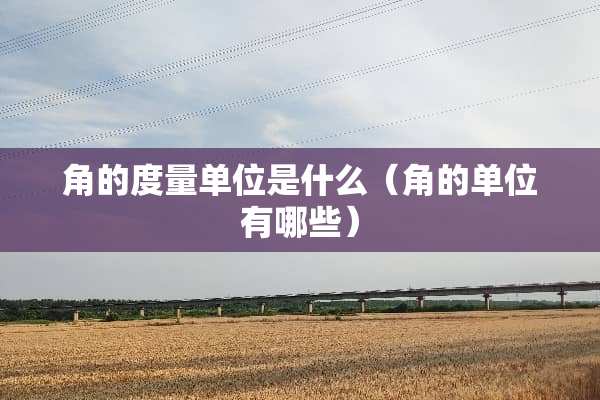 角的度量单位是什么（角的单位有哪些）