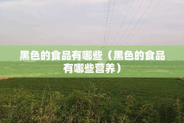 黑色的食品有哪些（黑色的食品有哪些营养）