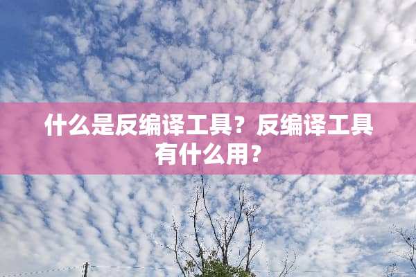 什么是反编译工具？反编译工具有什么用？