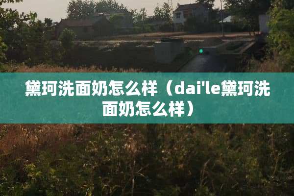 黛珂洗面奶怎么样（dai'le黛珂洗面奶怎么样）