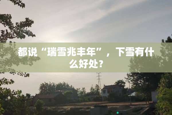 都说“瑞雪兆丰年”，下雪有什么好处？