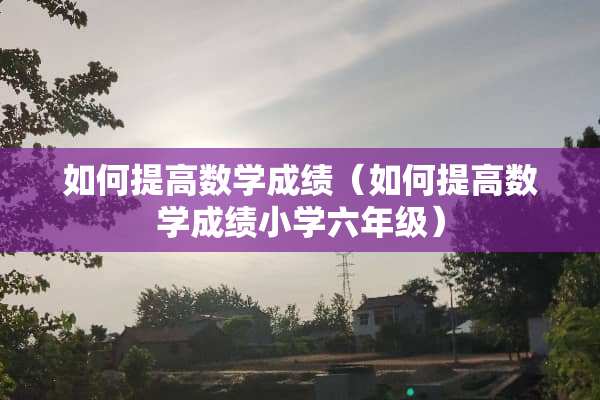 如何提高数学成绩（如何提高数学成绩小学六年级）