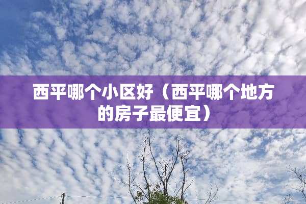 西平哪个小区好（西平哪个地方的房子最便宜）