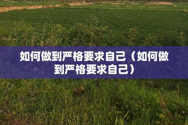 如何做到严格要求自己（如何做到严格要求自己）