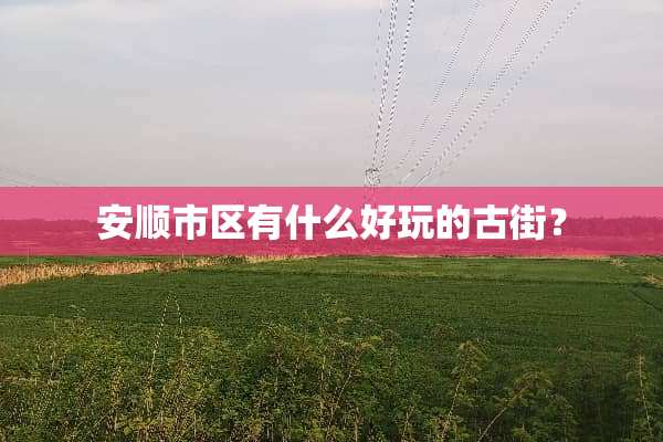 安顺市区有什么好玩的古街？