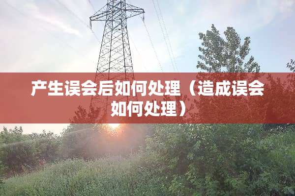 产生误会后如何处理（造成误会如何处理）