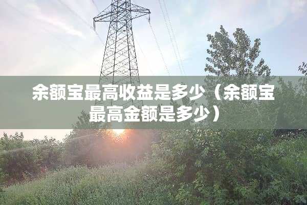 余额宝最高收益是多少（余额宝最高金额是多少）