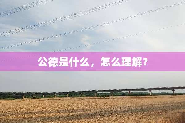 公德是什么，怎么理解？