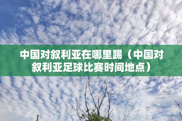 中国对叙利亚在哪里踢（中国对叙利亚**比赛时间地点）