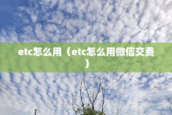 etc怎么用（etc怎么用微信交费）