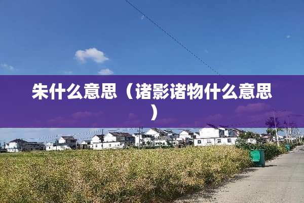 朱什么意思（诸影诸物什么意思）