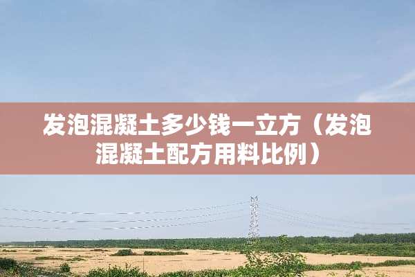 发泡混凝土多少钱一立方（发泡混凝土配方用料比例）