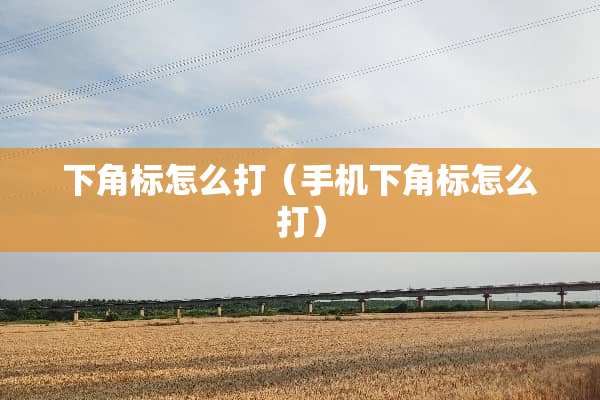 下角标怎么打（手机下角标怎么打）