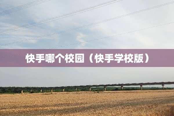 快手哪个校园（快手学校版）