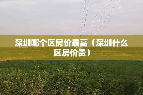 深圳哪个区房价最高（深圳什么区房价贵）