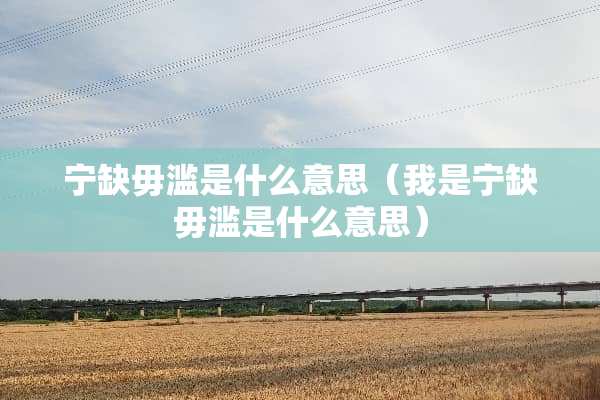 宁缺毋滥是什么意思（我是宁缺毋滥是什么意思）