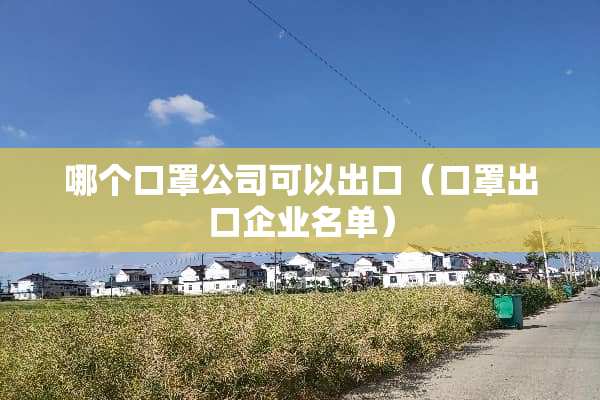 哪个口罩公司可以出口（口罩出口企业名单）