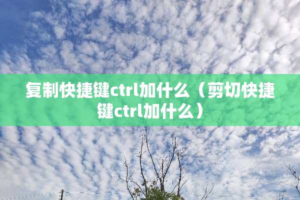 复制快捷键ctrl加什么（剪切快捷键ctrl加什么）