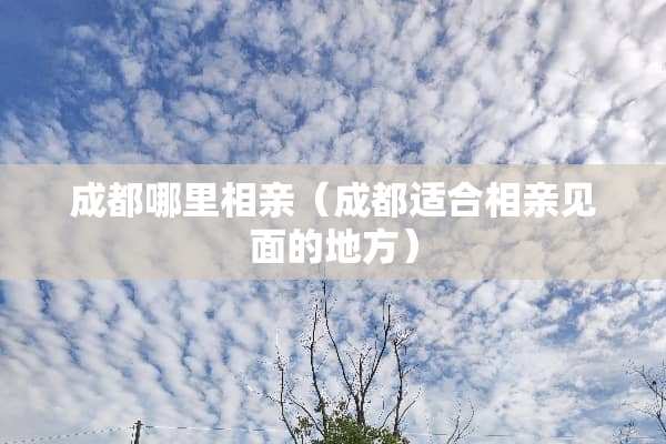 成都哪里相亲（成都适合相亲见面的地方）