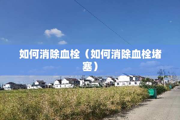 如何消除血栓（如何消除血栓堵塞）