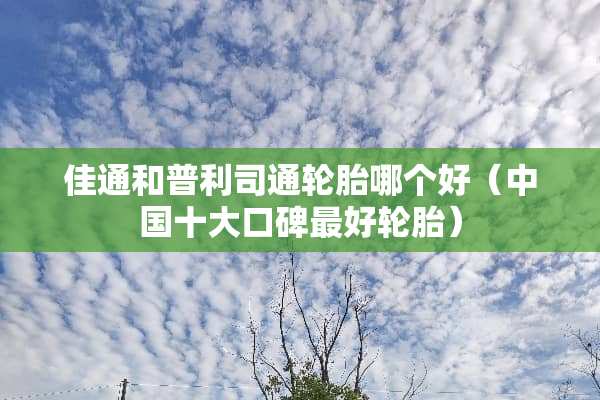 佳通和普利司通轮胎哪个好（中国十大口碑最好轮胎）