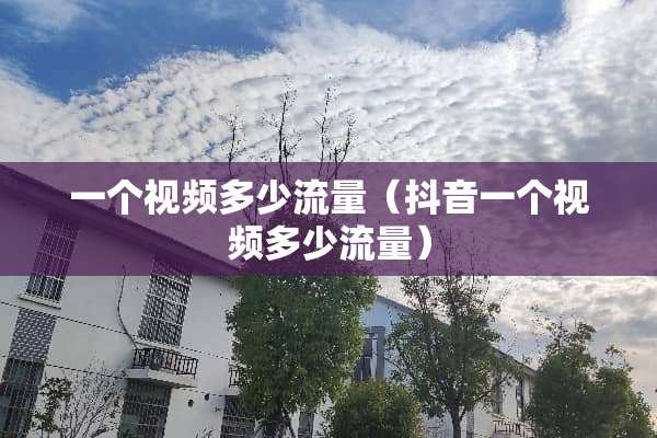 一个视频多少流量（抖音一个视频多少流量）