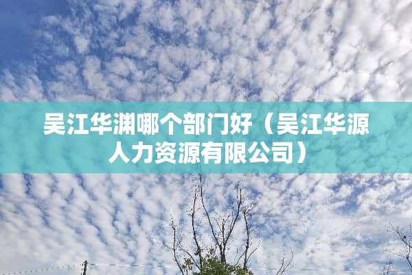 吴江华渊哪个部门好（吴江华源人力资源有限公司）