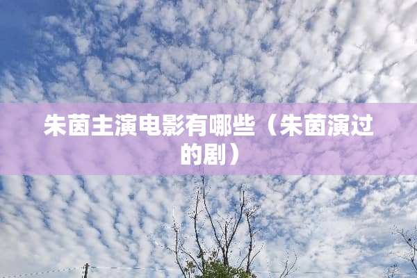 朱茵主演电影有哪些（朱茵演过的剧）
