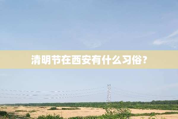 清明节在西安有什么习俗？