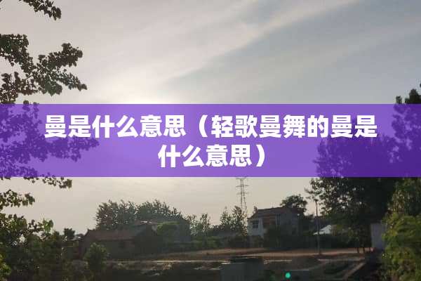 曼是什么意思（轻歌曼舞的曼是什么意思）