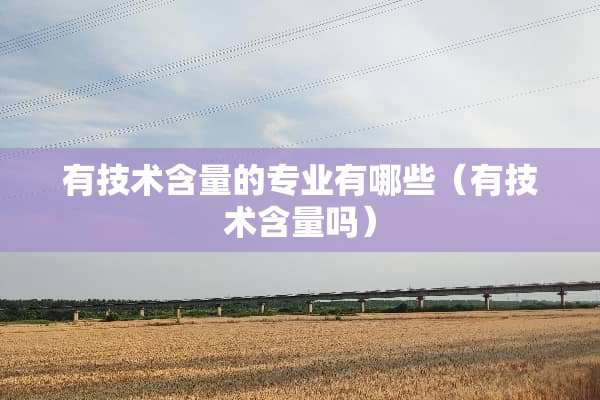 有技术含量的专业有哪些（有技术含量吗）