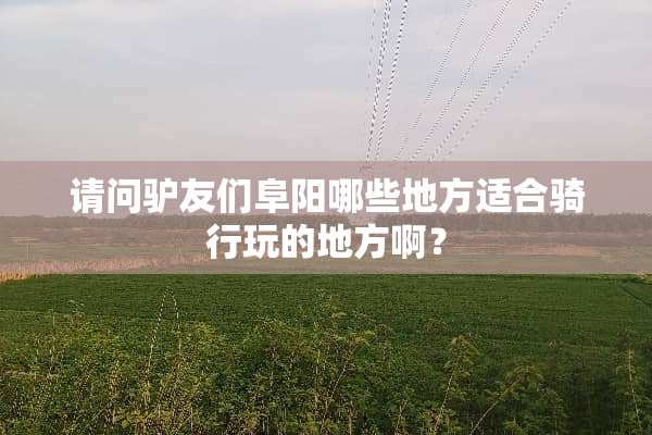 请问驴友们阜阳哪些地方适合骑行玩的地方啊？