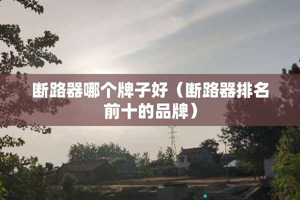 断路器哪个牌子好（断路器排名前十的品牌）