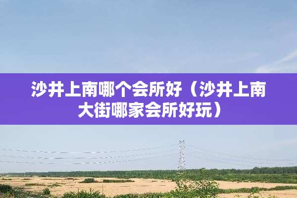 沙井上南哪个会所好（沙井上南大街哪家会所好玩）
