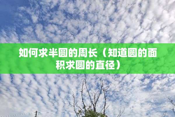 如何求半圆的周长（知道圆的面积求圆的直径）