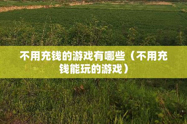不用充钱的游戏有哪些（不用充钱能玩的游戏）