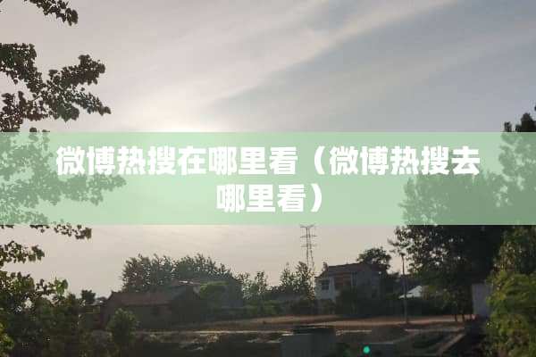 微博热搜在哪里看（微博热搜去哪里看）