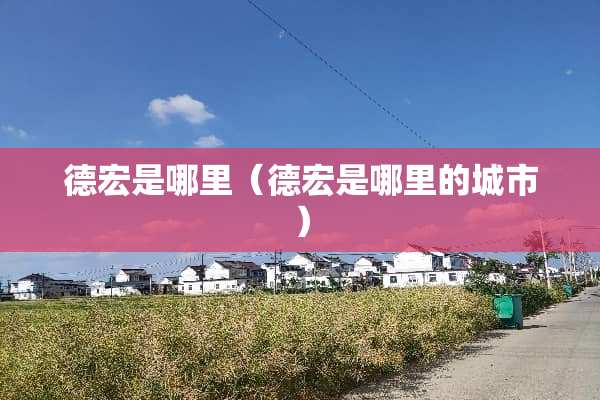 德宏是哪里（德宏是哪里的城市）
