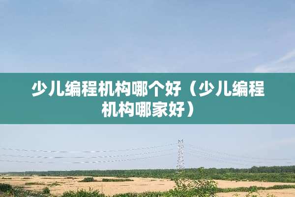 少儿编程机构哪个好（少儿编程机构哪家好）