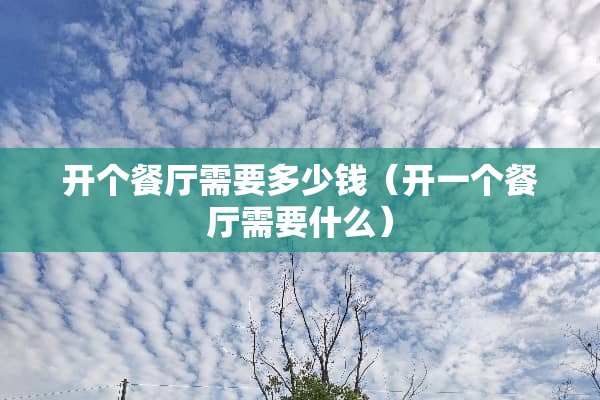 开个餐厅需要多少钱（开一个餐厅需要什么）