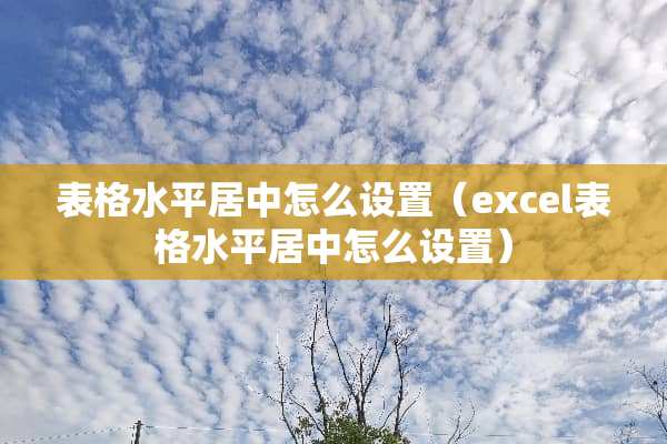 表格水平居中怎么设置（excel表格水平居中怎么设置）