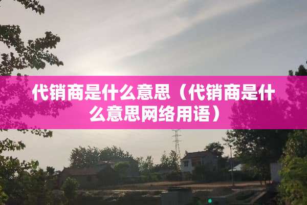 代销商是什么意思（代销商是什么意思网络用语）