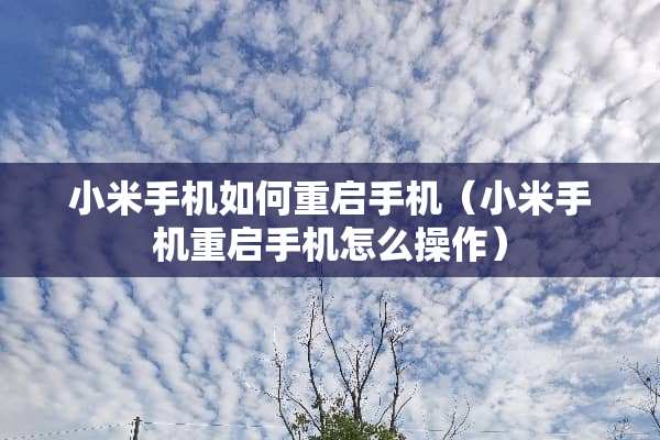小米手机如何重启手机（小米手机重启手机怎么操作）