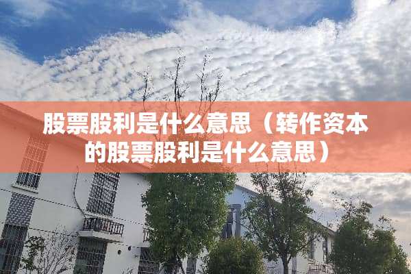 股票股利是什么意思（转作资本的股票股利是什么意思）
