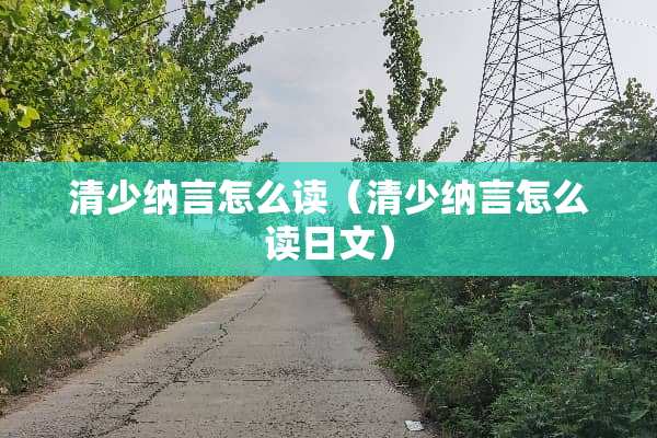清少纳言怎么读（清少纳言怎么读日文）